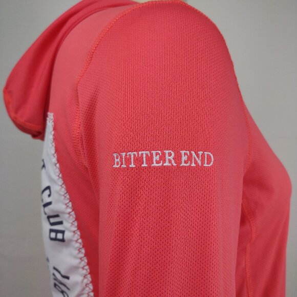 NWOT Bitter End Yacht Club coral red mesh 1/4 zip hooded pullover ladies Small - Picture 6 of 12
